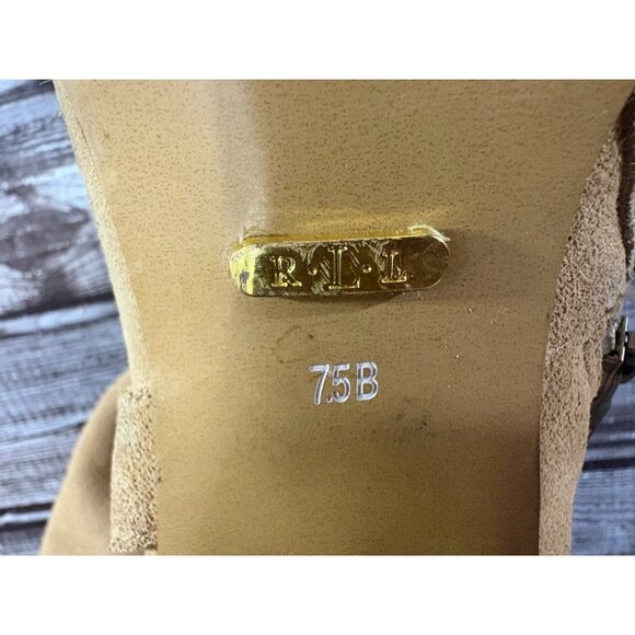 Lauren Ralph Lauren Fareeda Buckle suede Knee-High Boots sz 7.5 B color beige - Picture 7 of 10